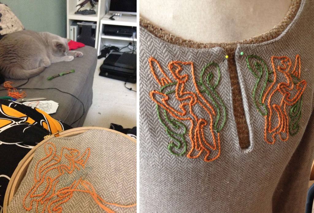 stitching cat viking embroidery