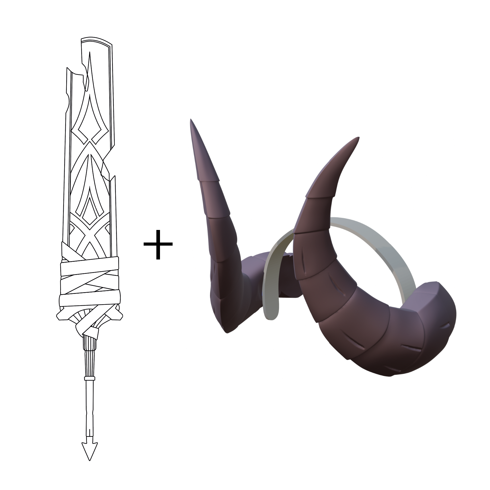 Malevola Horn 3D Model + Sword Blueprint